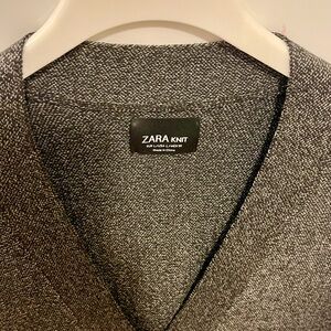 🩶 Zara Knit Tunic Knit Charcoal V-Neck Sweater Dress